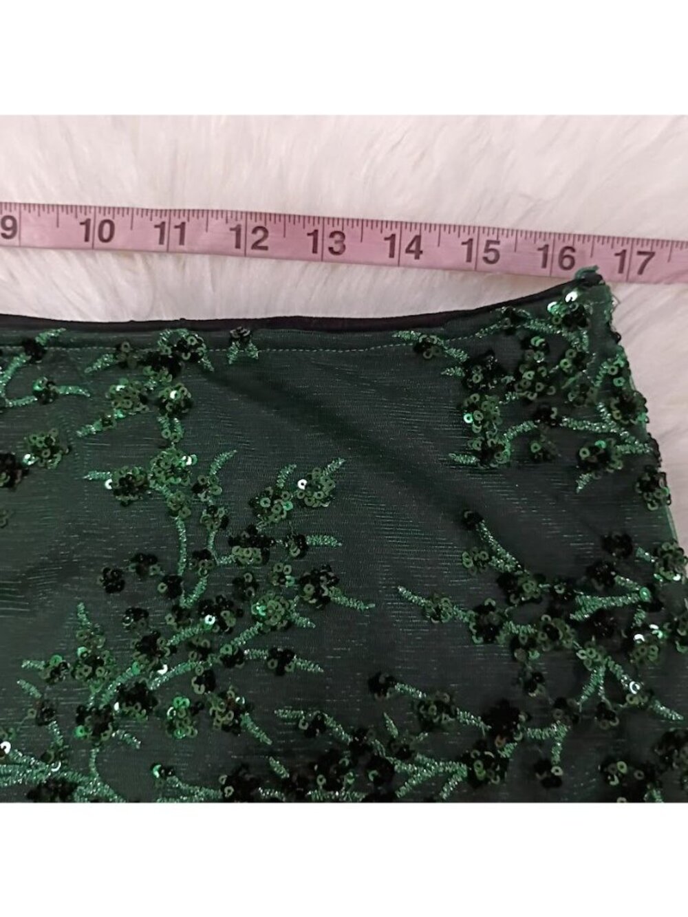 Reformation Green Midi Skirt Size 10 Whimsy Glam Embroidered Sequin Elegant - Picture 9 of 13